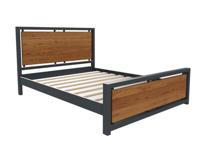 Marham Wooden Bed (High) in Railings + Antique