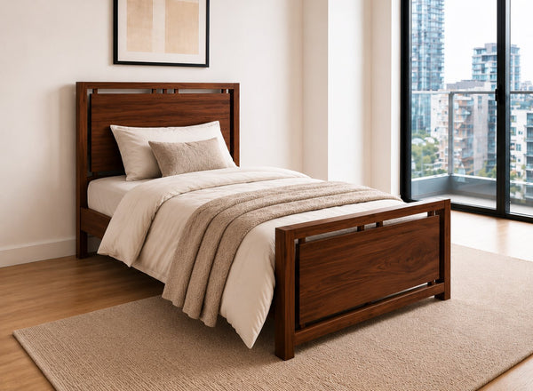 Marham Stained Mahogany Wooden Bed Frame, Single Size