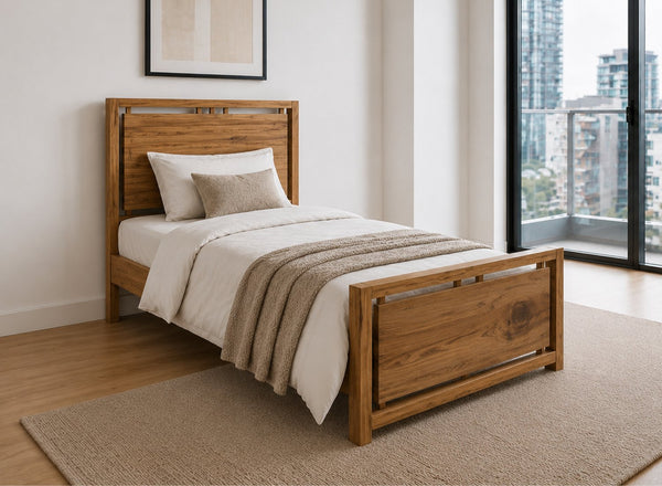 Marham Stained Oak Wooden Bed Frame, Single Size