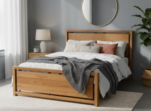 Marham Wooden Bed in Oak Finish