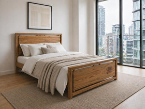 Marham Stained Oak Wooden Bed in a Modern City Loft Style Bedroom