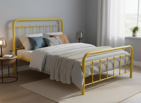Massingham Bed in Painted Yellow Finish