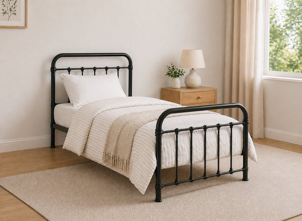 Massingham Bed in Black, Single Size