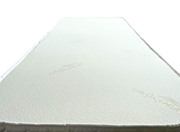 Full length image of the cashmere cover on the bunk bed memory mattress