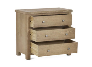 Memphis 3 Drawer Chest open with handle option
