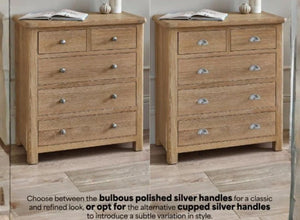 Memphis 3+2 Drawer Chest Limed Oak with alternative handle option