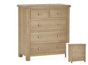 Memphis 3+2 Drawer Chest in Limed Oak with alternative handle option white background