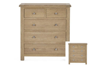 Memphis 3+2 Drawer Chest in Limed Oak dovetail drawer construction
