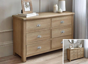 Memphis 6 Drawer Wide Chest in limed oak
