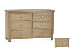 Memphis 6 Drawer Wide Chest, alternative handle on white background 