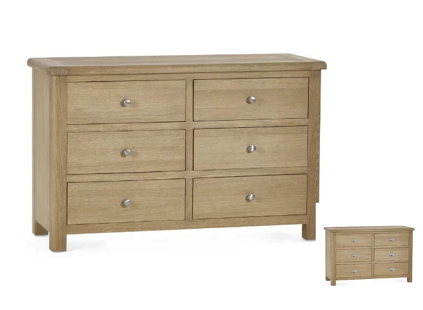 Memphis 6 Drawer Wide Chest, alternative handle on white background 