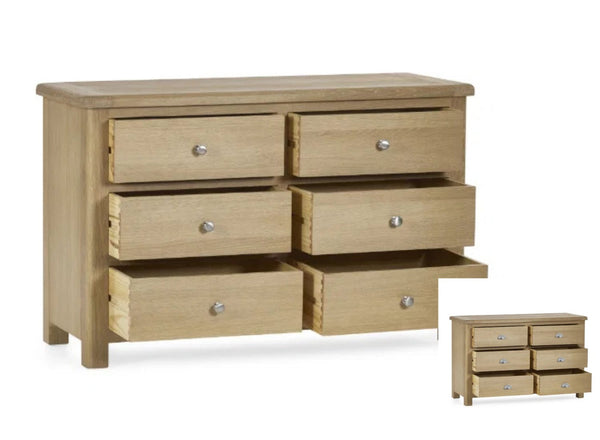 Memphis 6 Drawer Wide Chest showcasing drawers