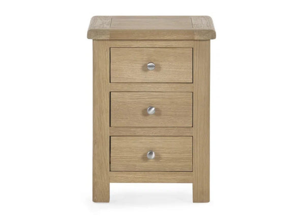 Memphis 3 Drawer Bedside Table in limed oak