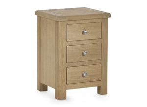 Memphis 3 Drawer Bedside Table in Limed Oak white background