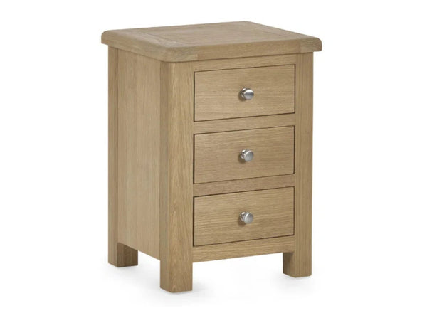 Memphis 3 Drawer Bedside Table in Limed Oak white background