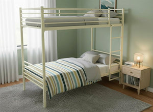 Metal Bunk Bed in Painted Cream Finish