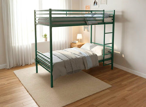 Metal Bunk Bed in Painted Green Finish