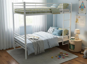 Metal Bunk Bed in Painted White Finish
