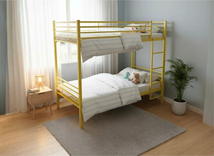 Metal Bunk Bed in Painted Yellow Finish