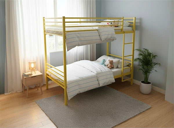 Metal Bunk Bed in Painted Yellow Finish