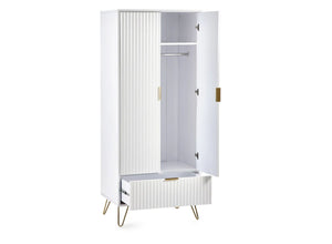 Murano 2 Door Wardrobe in White - Open Doors