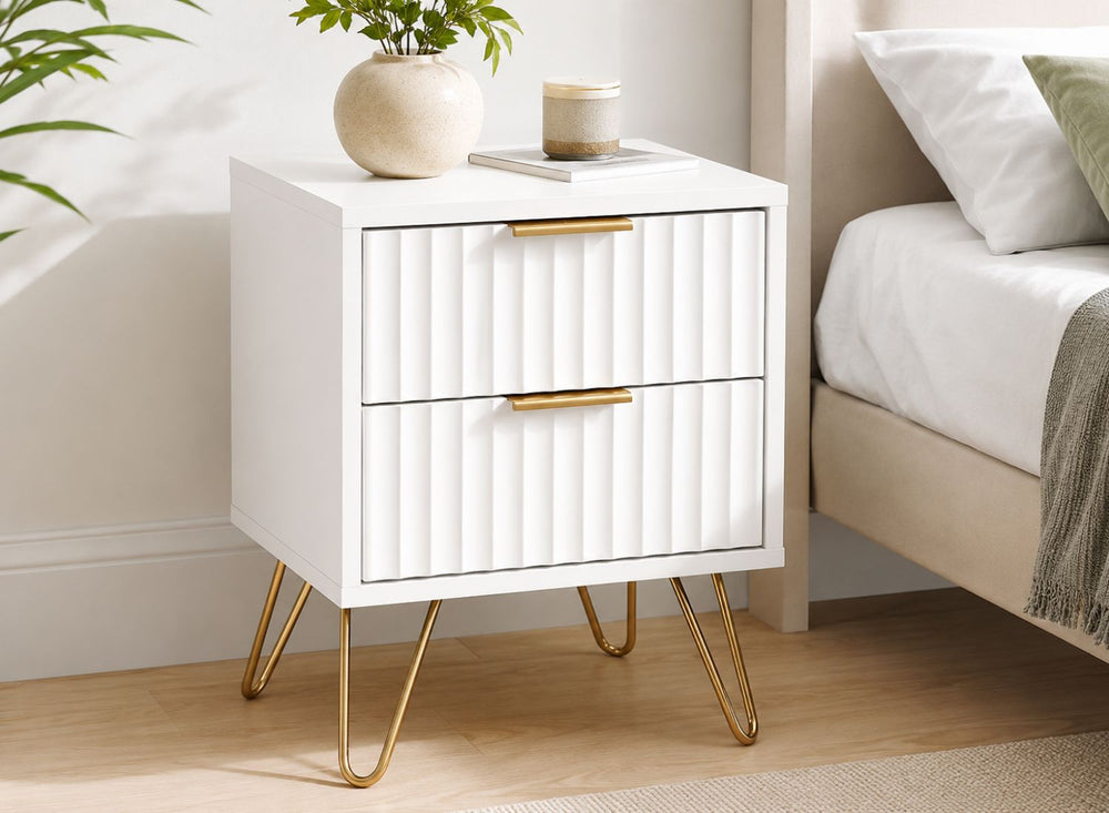 Murano 2 Drawer Bedside in White