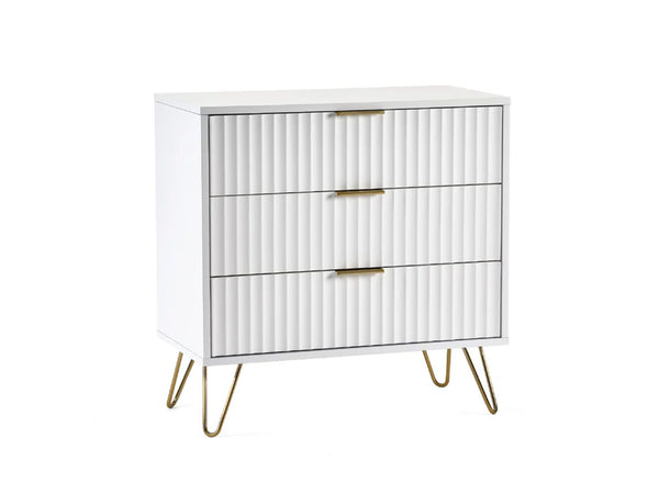 Murano 3 Drawer Chest in White - Plain Background