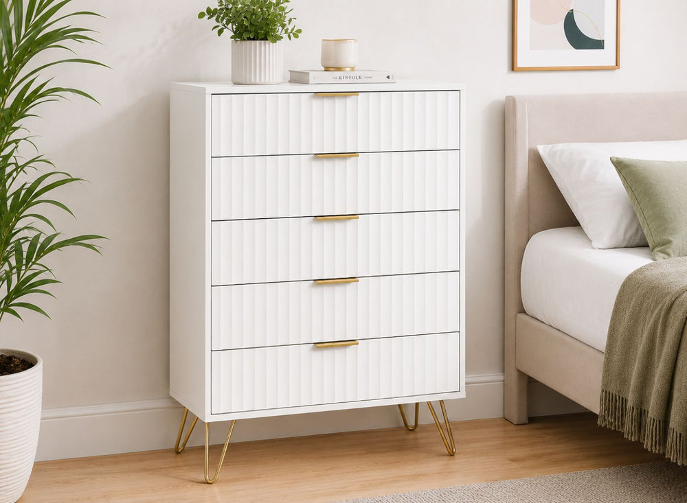 Murano 5 Drawer Chest in White