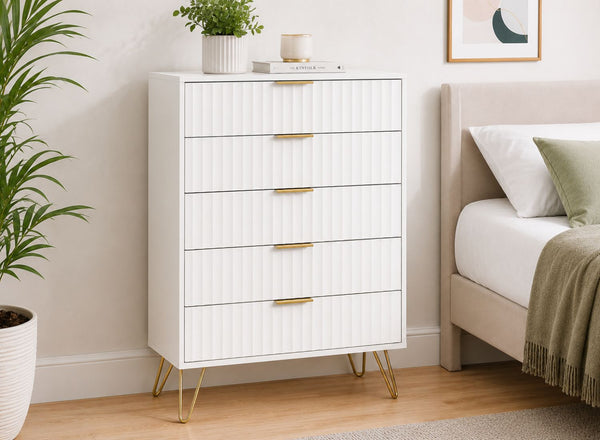 Murano 5 Drawer Chest in White