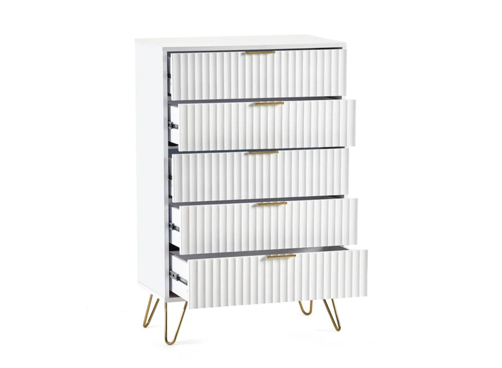 Murano 5 Drawer Chest in White