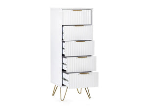 Murano 5 Drawer Tallboy in White