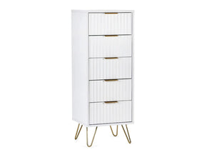 Murano 5 Drawer Tallboy in White - Closed