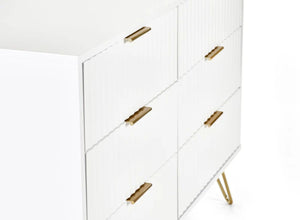 Murano 6 Drawer Chest in White - Close Up