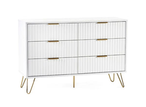 Murano 6 Drawer Chest in White with Gold