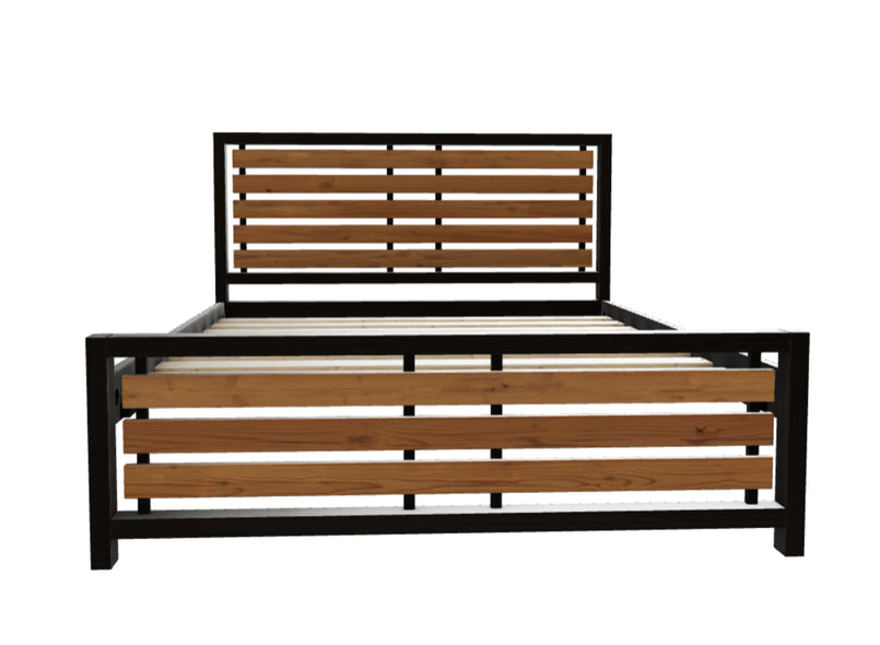 Narford Wooden Bed (High) in Oak + Black Ash