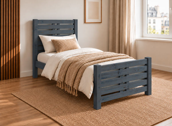 Narford Painted Blue Solid Oak Bed, Single Size