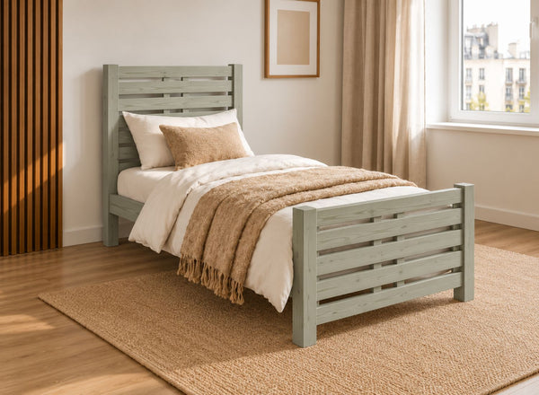 Narford Painted Green Solid Oak Bed, Single Size