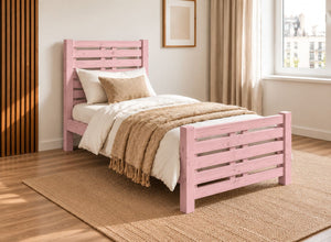 Narford Painted Pink Solid Oak Bed, Single Size