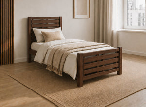 Narford Stained Chocolate Wooden Bed, Single Size