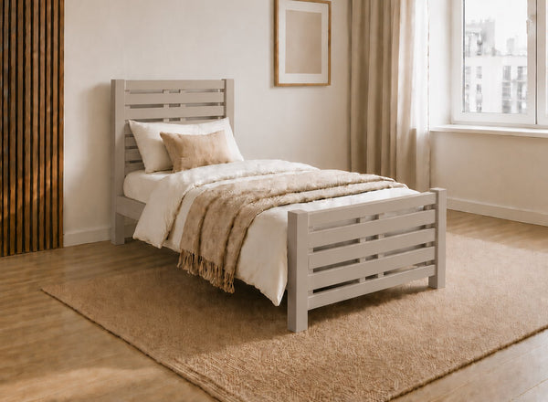Narford Painted Grey Wooden Bed, Single Size