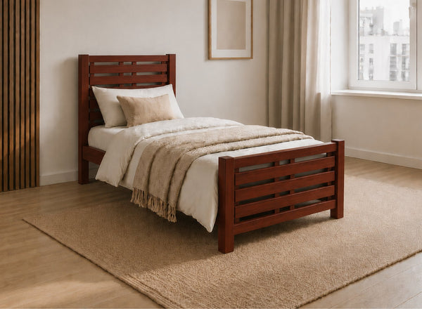 Narford Stained Mahogany Wooden Bed, Single Size
