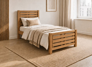Narford Stained Oak Wooden Bed, Single Size