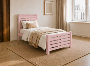 Narford Painted Pink Wooden Bed, Single Size