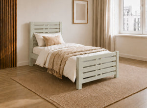 Narford Painted Sage Green Wooden Bed, Single Size