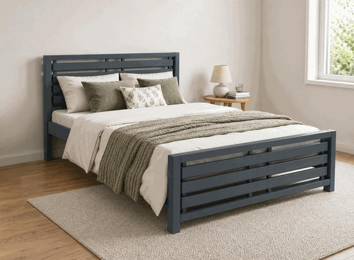 Narford Painted Blue Oak Bed in a Scandi High End Style
