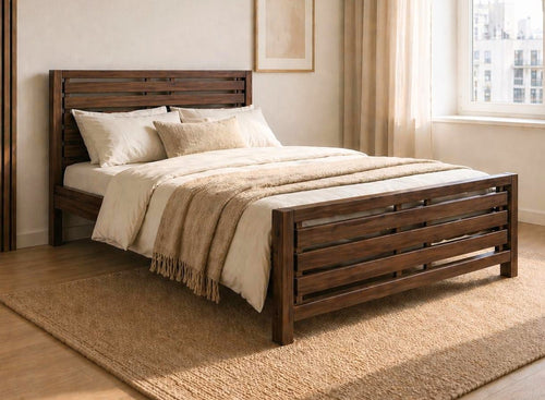 Narford Stained Chocolate Oak Bed in a Scandi High End Style
