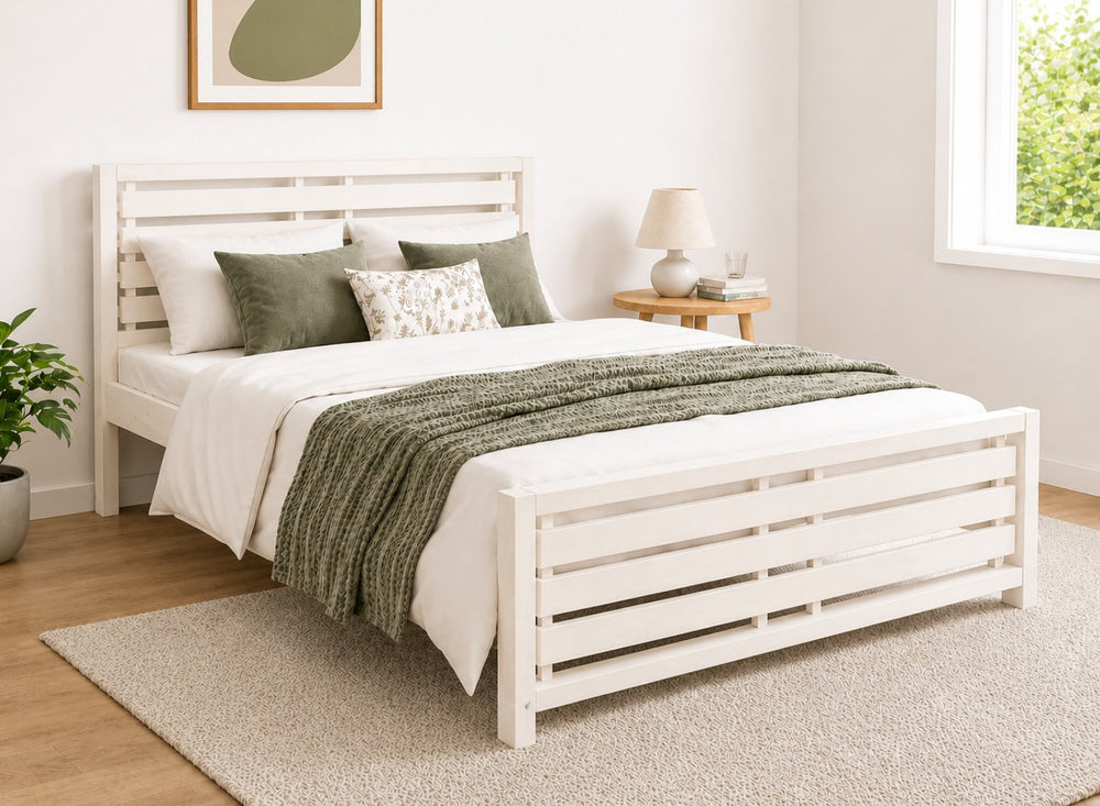 Narford Painted Cream Oak Bed in a Scandi High End Style