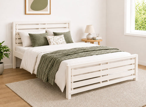 Narford Painted Cream Oak Bed in a Scandi High End Style