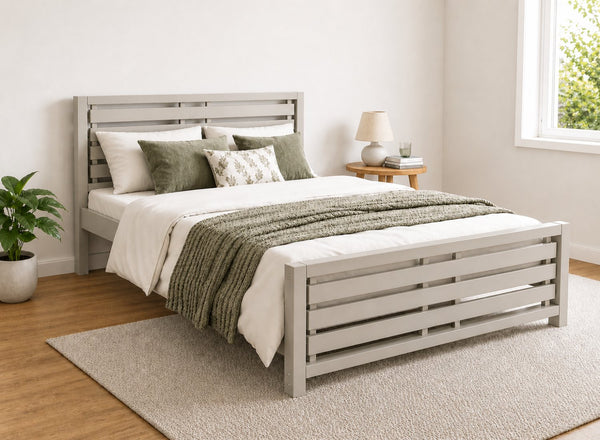 Narford Painted Grey Oak Bed in a Scandi High End Style
