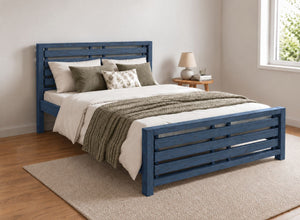 Narford Painted Blue Oak Bed in a Scandi High End Style